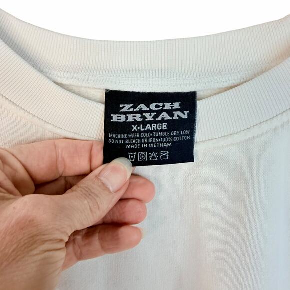 Zach Bryan American Heartbreak Official Tour Merch Crewneck Sweatshirt Cream XL - Picture 8 of 8